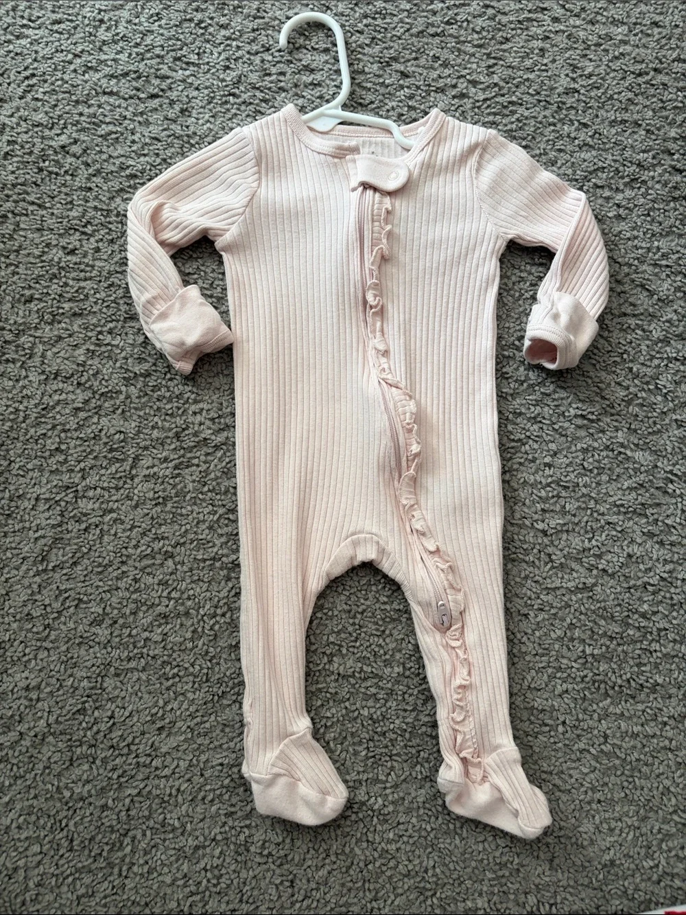 cloud island Soft Light Pink Ribbed Footed One-Piece